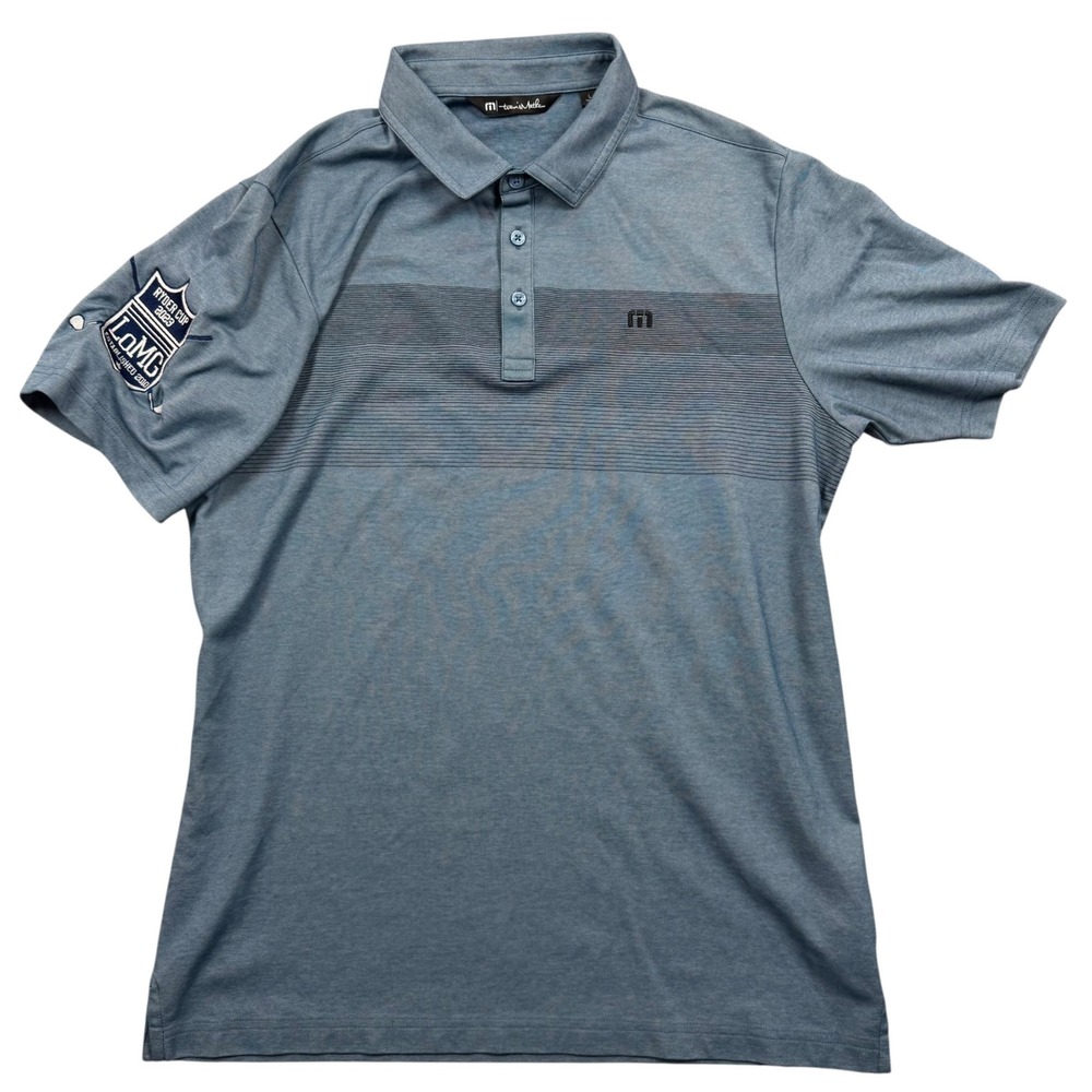 TravisMathew Polo Shirt Mens Large Blue Ryder Cup 2023 LoMG Striped Golf Top